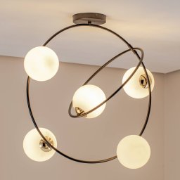 EMIBIG LIGHTING Stardom ceiling light, opal white/black, glass, E14