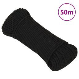vidaXL Work Rope Black 3 mm 50 m Polyester