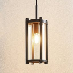 Lucande outdoor pendant light Brienne, anthracite, aluminium, Ø 15cm