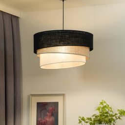 Euluna pendant light trio, black/grey/white, textile, Ø 45 cm