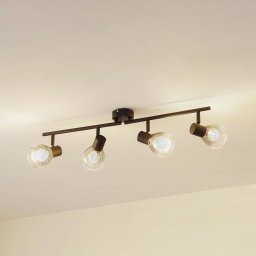 Lindby Pendura ceiling light, 4-bulb, black, glass