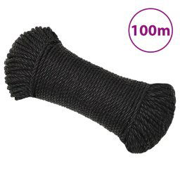 vidaXL Work Rope Black 8 mm 100 m Polypropylene