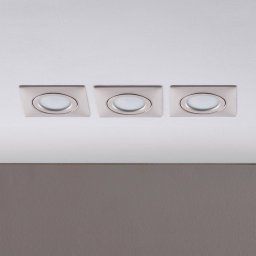 Lindby LED recessed spotlight Andrej, angular, nickel, set of 3