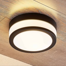 Lindby Flavi ceiling lamp, Ø 23 cm, black, glass, IP44, E27