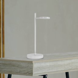 Näve LED table lamp Lupa, white, height 45 cm, metal, touchdim