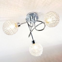 Lindby Ticino ceiling light, Ø 40 cm, chrome, glass, metal