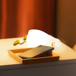 FH Lighting LED bedside table lamp Ducky, duck, white, timer, dimmable