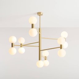 ALDEX Flare pendant light, 13 lights, brass/opal white, glass