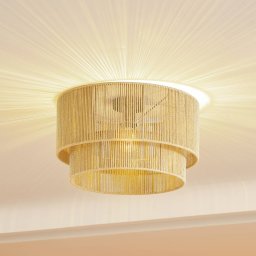 Lindby ceiling light Anuva, beige natural, paper, Ø 45 cm