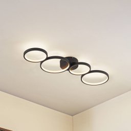 Lindby Evengeline LED ceiling light, black, aluminium, 88 cm
