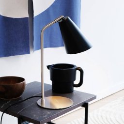 Dyberg Larsen table lamp Oswald, black/steel, height 40 cm