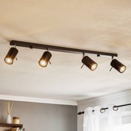 SOLLUX LIGHTING Downlight Round in black, 4-bulb linear