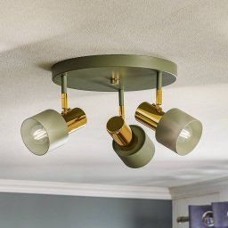 Argon Destin ceiling spotlight, 3-bulb green/brass