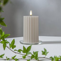 STAR TRADING LED candle flame strip beige 15cm real wax battery operated