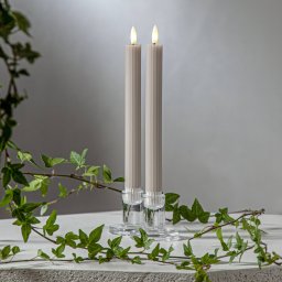 STAR TRADING LED candle Flame strip, beige, 25 cm wax battery set of 2