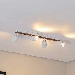 Envostar Tino downlight, 4-bulb, white/wood