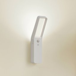 Lindby LED wall light Taska, white, plastic, sensor