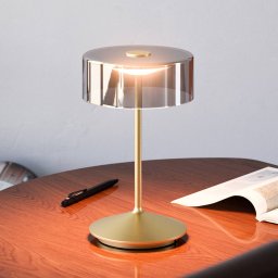 Sigor Numotion LED rechargeable table lamp, gold, glass, IP54, dimmable