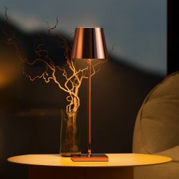 Sigor Nuindie LED battery-powered table lamp, USB-C, copper, IP54, dimmable