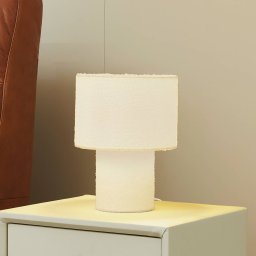 Lindby table lamp Jone, white, textile, 30 cm