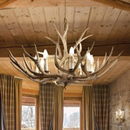 Ideallux Ideal Lux Chalet chandelier, beige, synthetic resin, 8-bulb