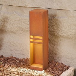Lucande LED pedestal light Oxido, rust-coloured, Corten steel