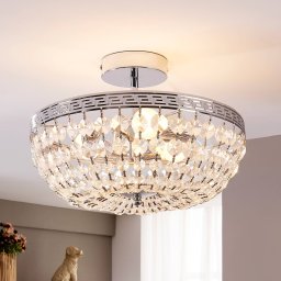 Lindby Mondrian ceiling light, 35 cm, chrome, crystal