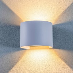 Lindby LED outdoor wall light Nivar, round, white, metal, IP54