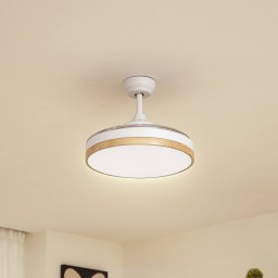 Lindby LED ceiling fan Oras, white, DC, quiet, Ø 107 cm