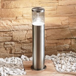 Lindby Hanneli pillar light made of stainless steel, round