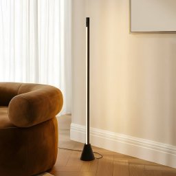 Lucande LED floor lamp Linija, black, height 110 cm, sensor