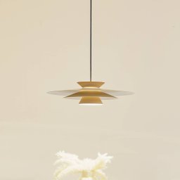 Lucande LED pendant light Livie, beige, aluminium, Ø 50 cm
