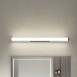 Lindby Kirka LED wall lamp, black, metal, IP44, 90cm, CCT