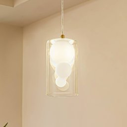 Lindby pendant light Kupla, opal/clear, glass, 1-bulb, G9