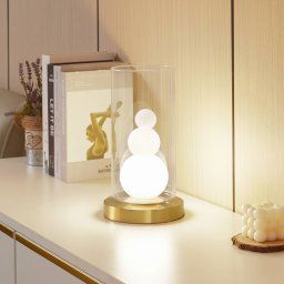 Lindby table lamp Kupla, opal/clear, glass, Ø 20 cm, G9