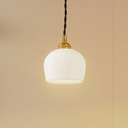 Lindby pendant light Nolane, Ø 11 cm, ceramic, white/brass