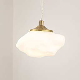 Lindby pendant light Piatra, opal/brass, glass, Ø 16 cm, G9