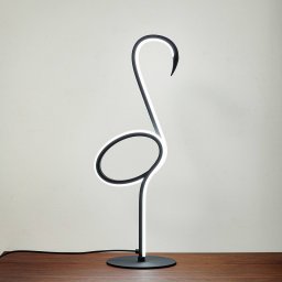 Lindby LED table lamp Pajaro, 49cm, black, aluminium, flamingo