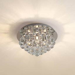 Lindby ceiling light Antonino, 4-bulb, chrome, crystal, 35cm