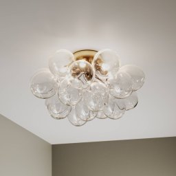 By Rydéns Gross ceiling light, brass/clear, Ø 50 cm, glass