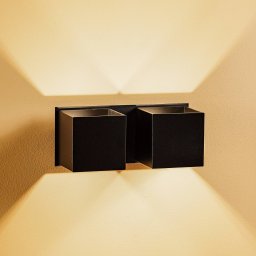 SOLLUX LIGHTING Ara wall lamp 2 up/down made of aluminium, 2-bulb, black