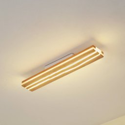 Lucande LED ceiling light Silja, wood, 100 cm, 3000K