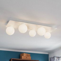 SIGMA Ceiling light Firn, angular, 5-bulb, white