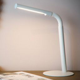 Lucide LED desk lamp Gilly, white, flexible, metal