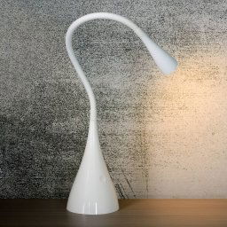 Lucide LED desk lamp Zozy, white, dimmable, flexible arm