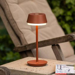 Konstsmide LED table lamp Lyon, terracotta, IP54, dimmable, CCT, RGB