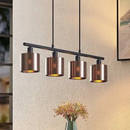 Lindby Joudy pendant lamp, 4-bulb, dark bronze