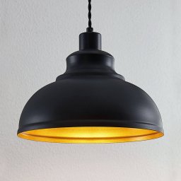 Lindby Albertine vintage pendant light, metal, black