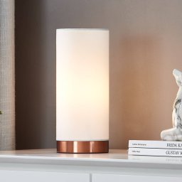 Lindby White table lamp Ronja with a copper-coloured base