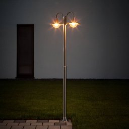 Lindby lamp post Damion, 200 cm, 2-bulb, E27, IP44